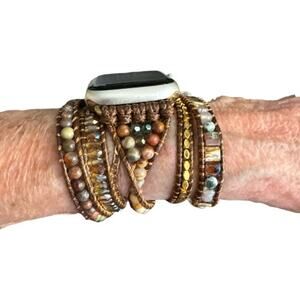 Beaded Apple Watch Bracelet Neutral Colors no watch